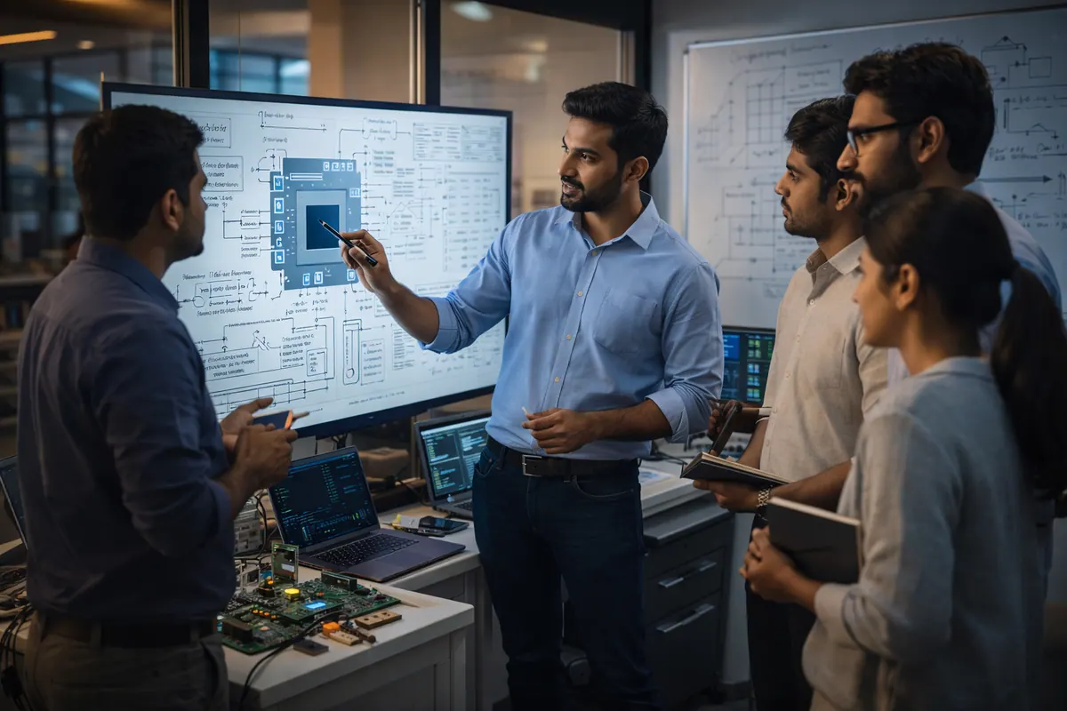 Prahari engineers in a schematic design review — stage one of every engagement
